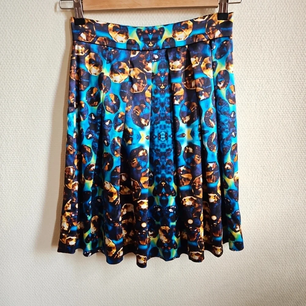 L'Ame de Femme - Blue Multicolor Pleated Skirt - US 4 - Picture 1 of 6